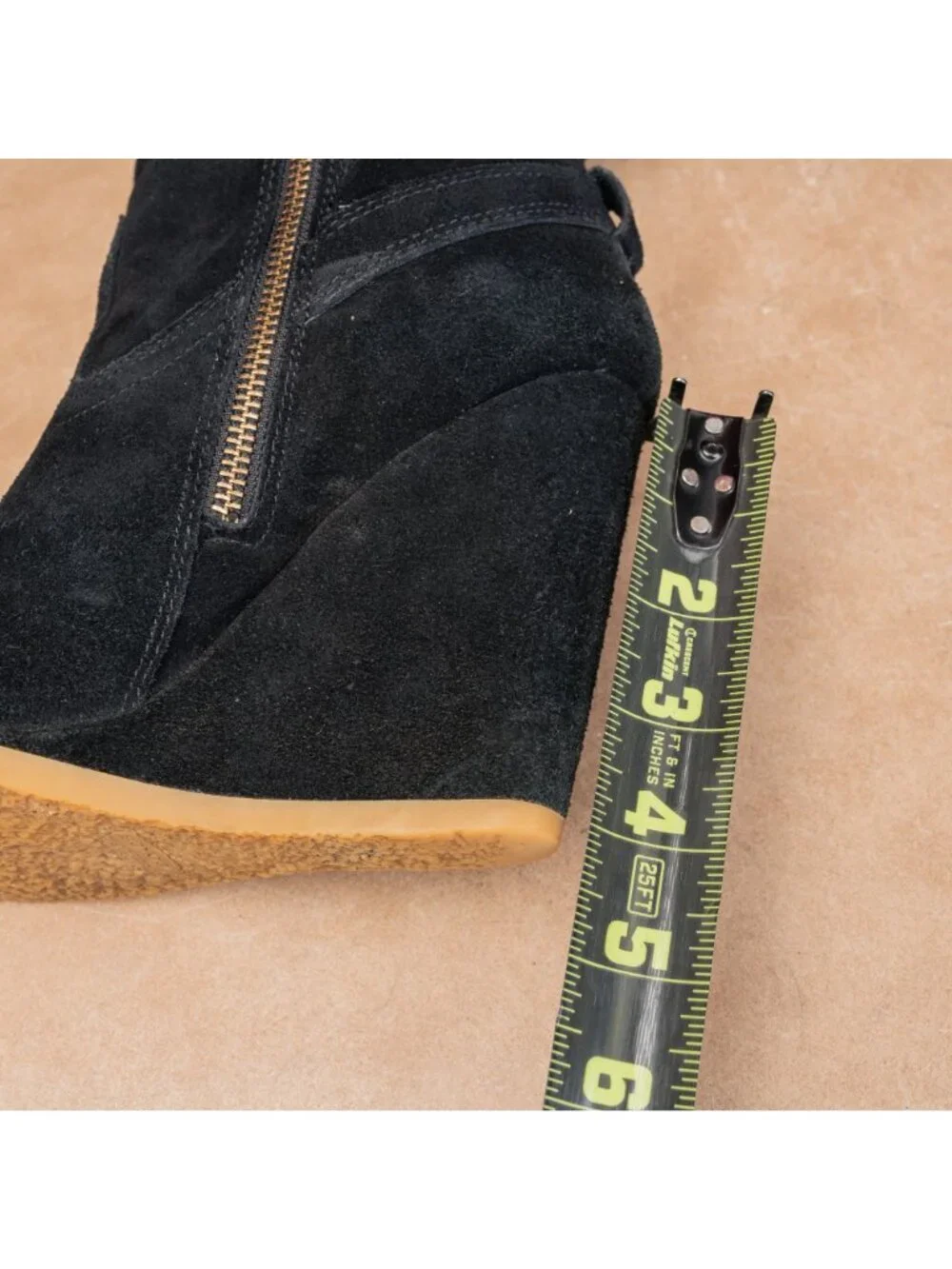Coach Women Black Suede Leather Zip Dress Fashion Wedge Tall Boots sz 8.5